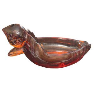 Vintage Duncan Miller  Amber Glass Duck Cigar Rest Trinket Dish Tobacciana 1940s